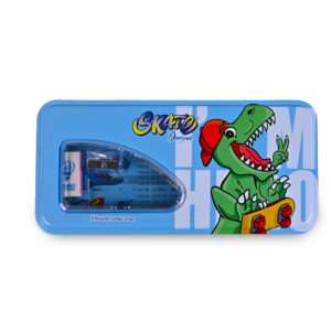 CARTOON THEMED METAL PENCIL BOX SET WITH STATIONERY KIT INCLUDES