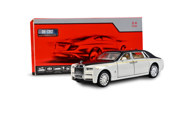 1:32 Scale Rolls-Royce Phantom Diecast Model Car (White & Black) - Image 4