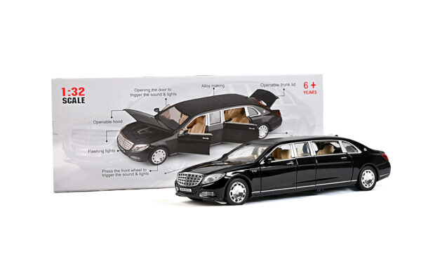 1:32 Extended edition Mercedes Maybach S600 Die Cast Car (Black) - Image 4